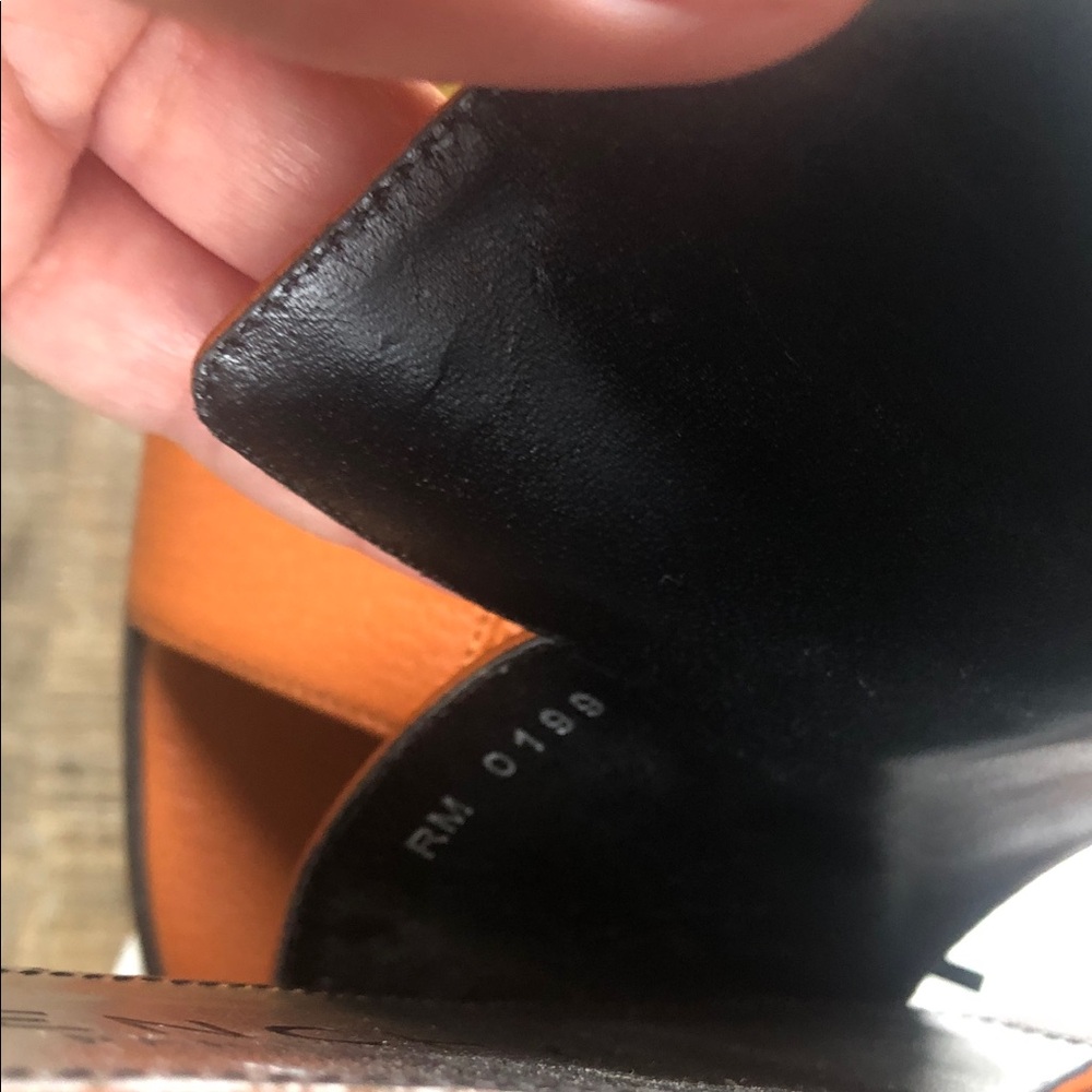 Givenchy Tan Leather Slide Sandals with Gold Emblem - Picture 2 of 8
